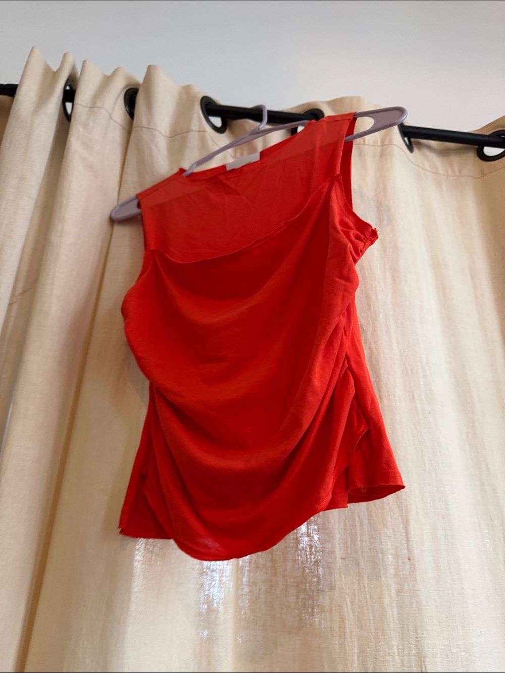 Reformation Red Draped One-Shoulder Tank